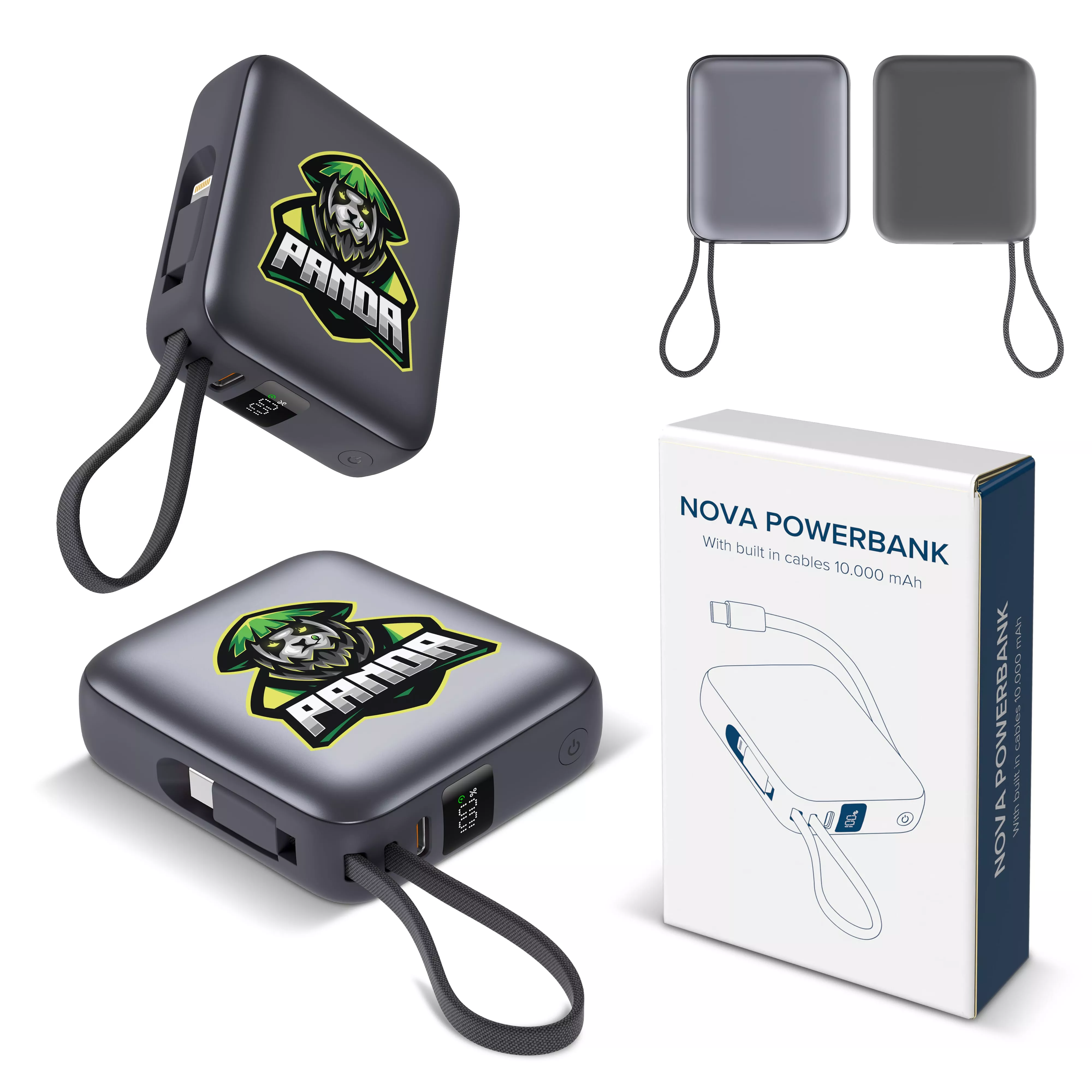 Nova Powerbank 22.5W Power Delivery met ingebouwde kabels 10000 mAh