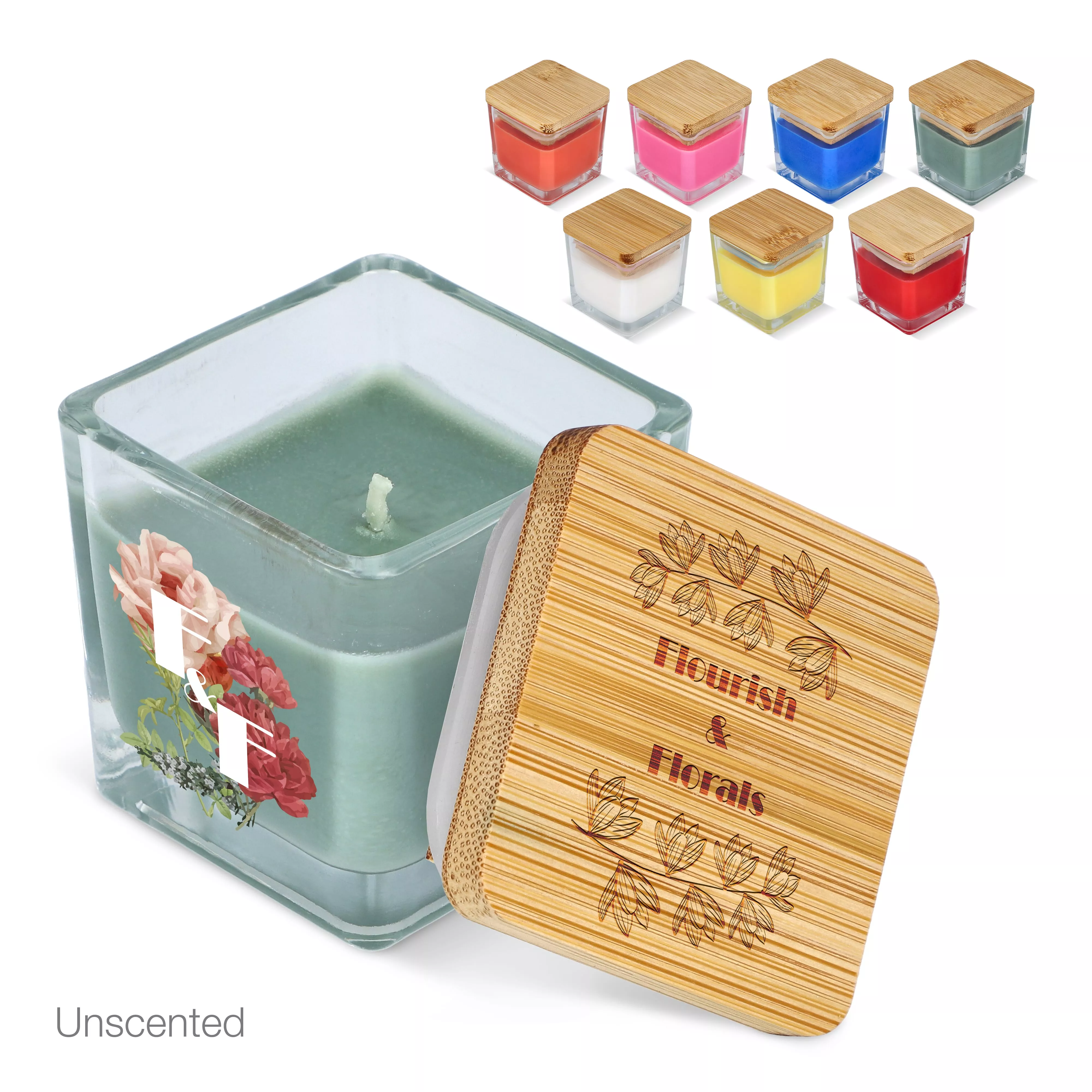 Chakra plantaardige kaars in glazen houder