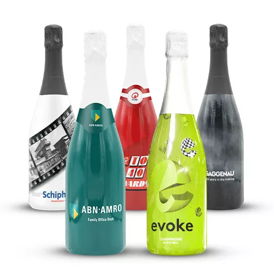 Champagnefles rondom bedrukken (750 ml)