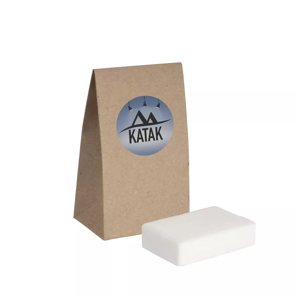 Handzeep in een kraft papieren zakje