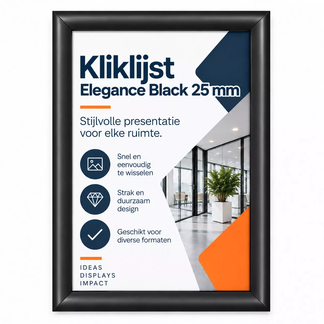 Kliklijst Elegance Black 25mm
