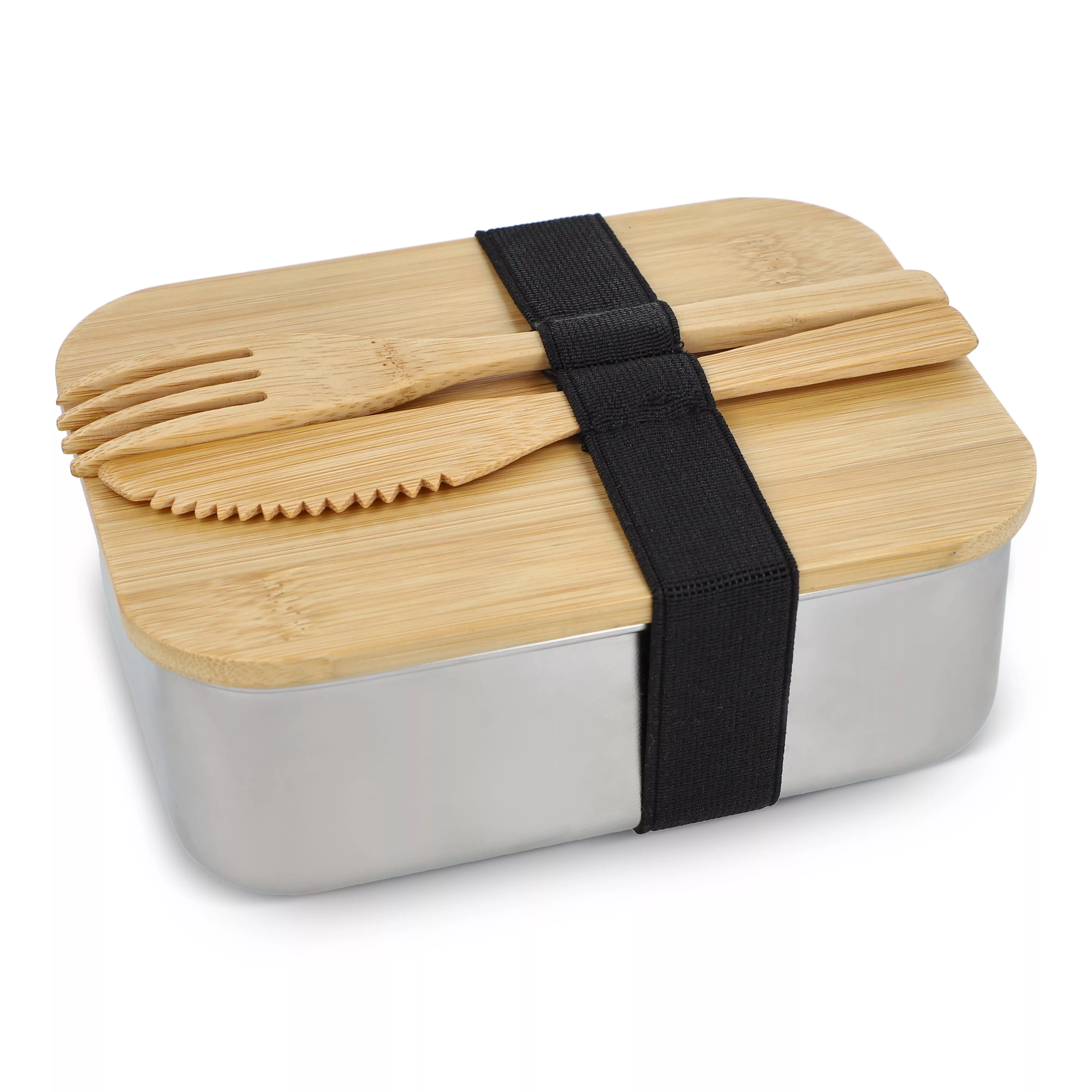Roestvrij stalen lunchbox met bamboo deksel