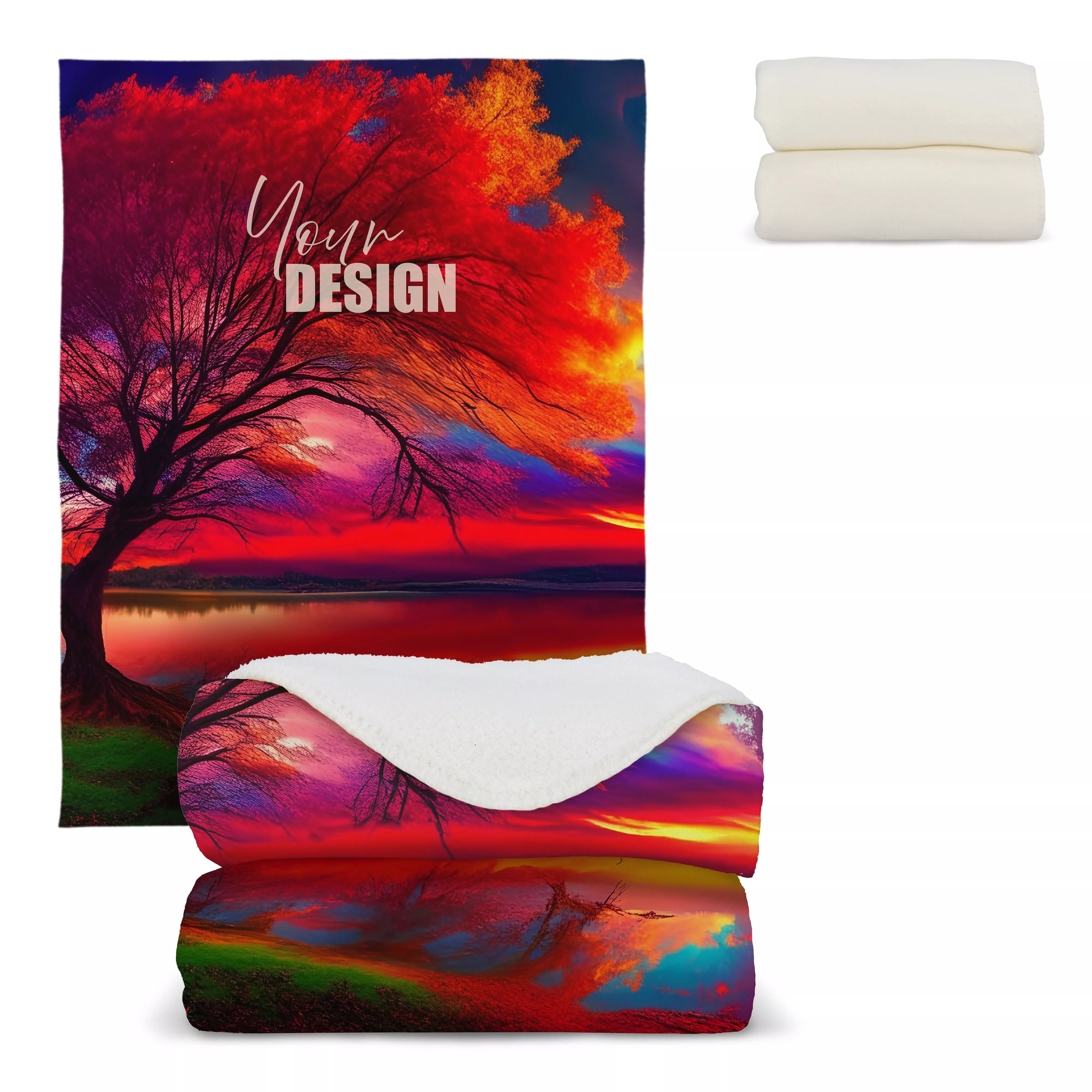 Sherpa fleece deken OEKO-TEX® sublimatie 130 x 170 cm 510 g/m²