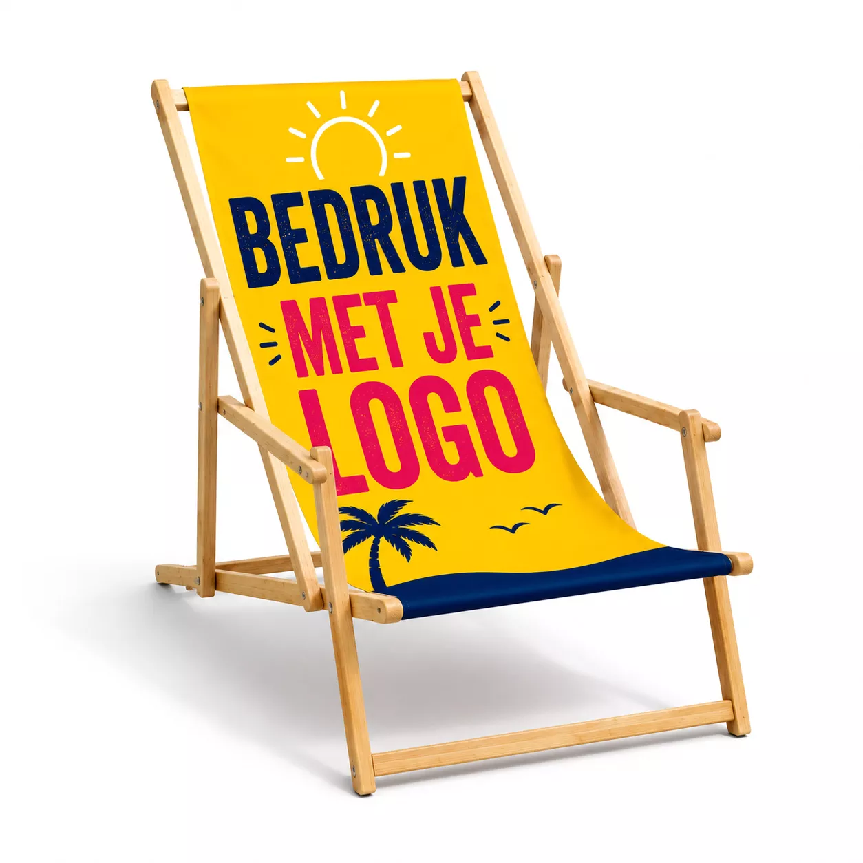 Strandstoel met armleuningen bedrukken full colour