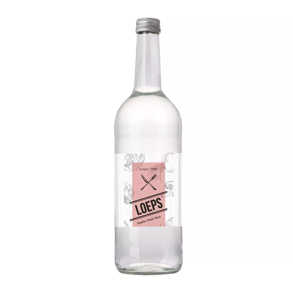 Glazen fles met 750 ml bronwater