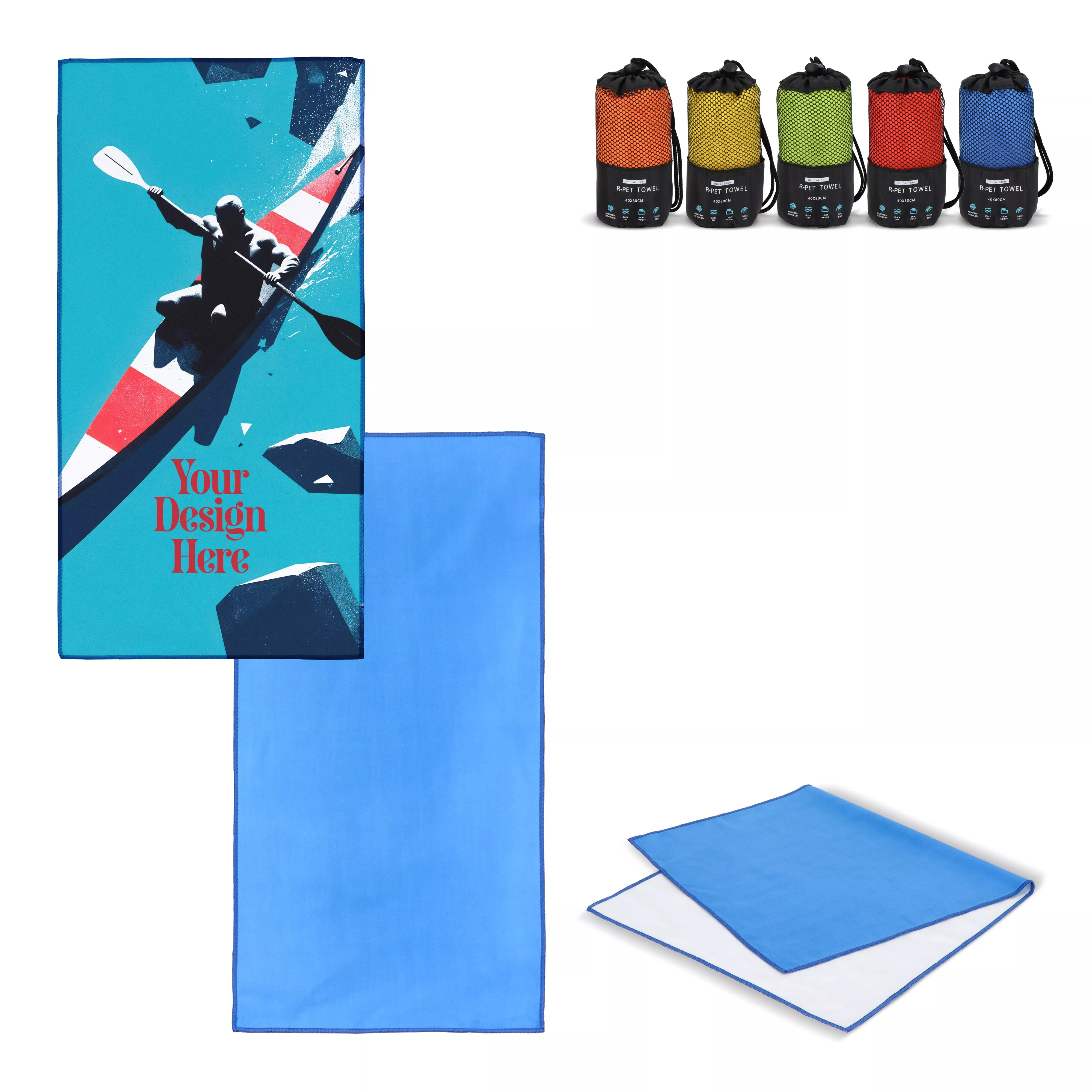 R-PET sneldrogende sport handdoek 40x80cm met etui (200g/m²) sublimatie