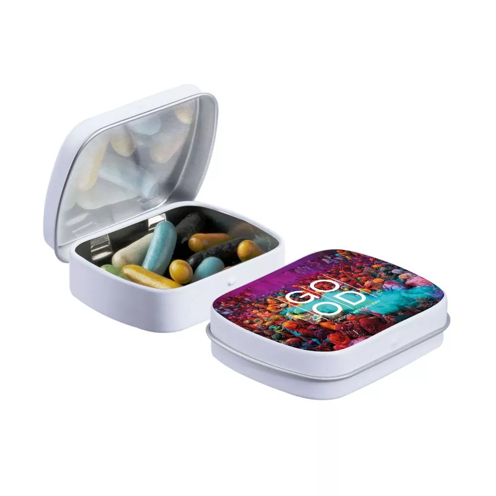 Mini scharnierblikje met snoep