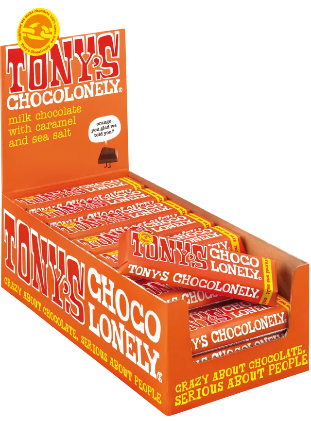 Tony's Chocolonely Melk Karamel Zeezout chocoladereep 47 gram