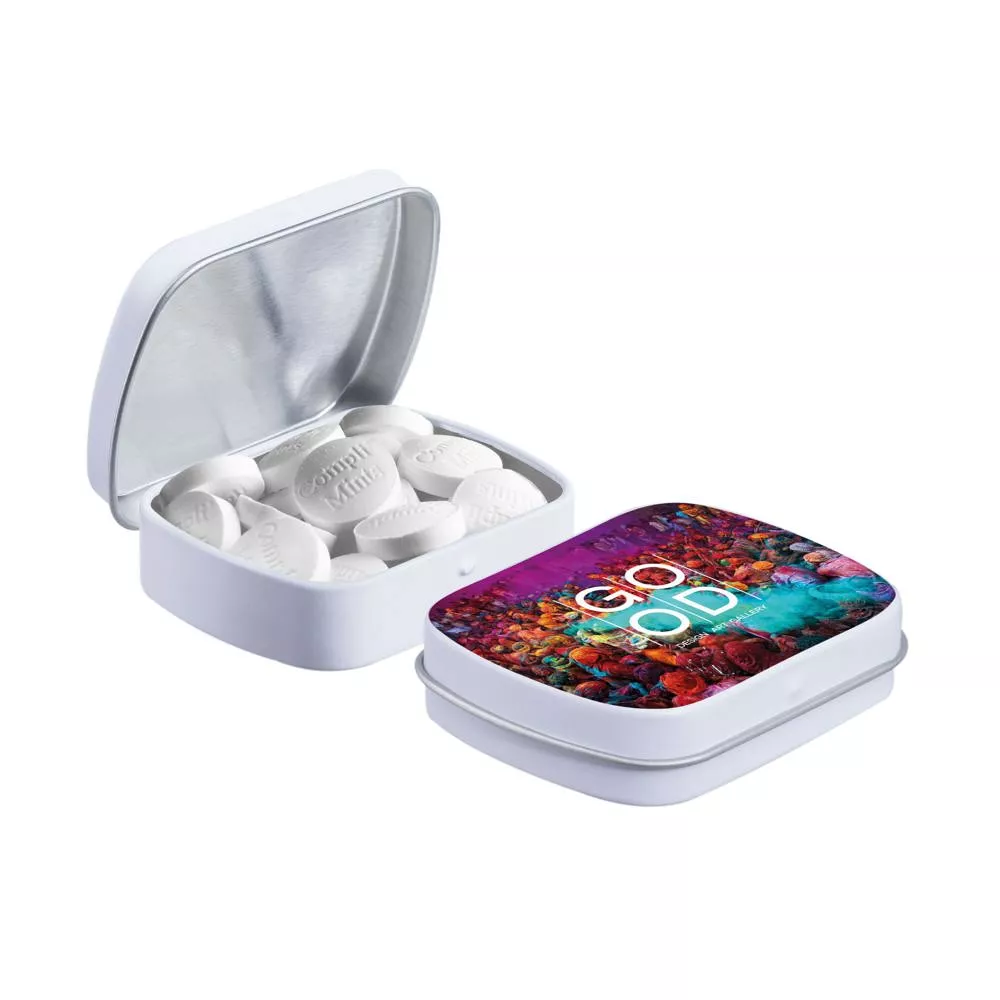 Mini scharnierblikje met vorm pepermunt