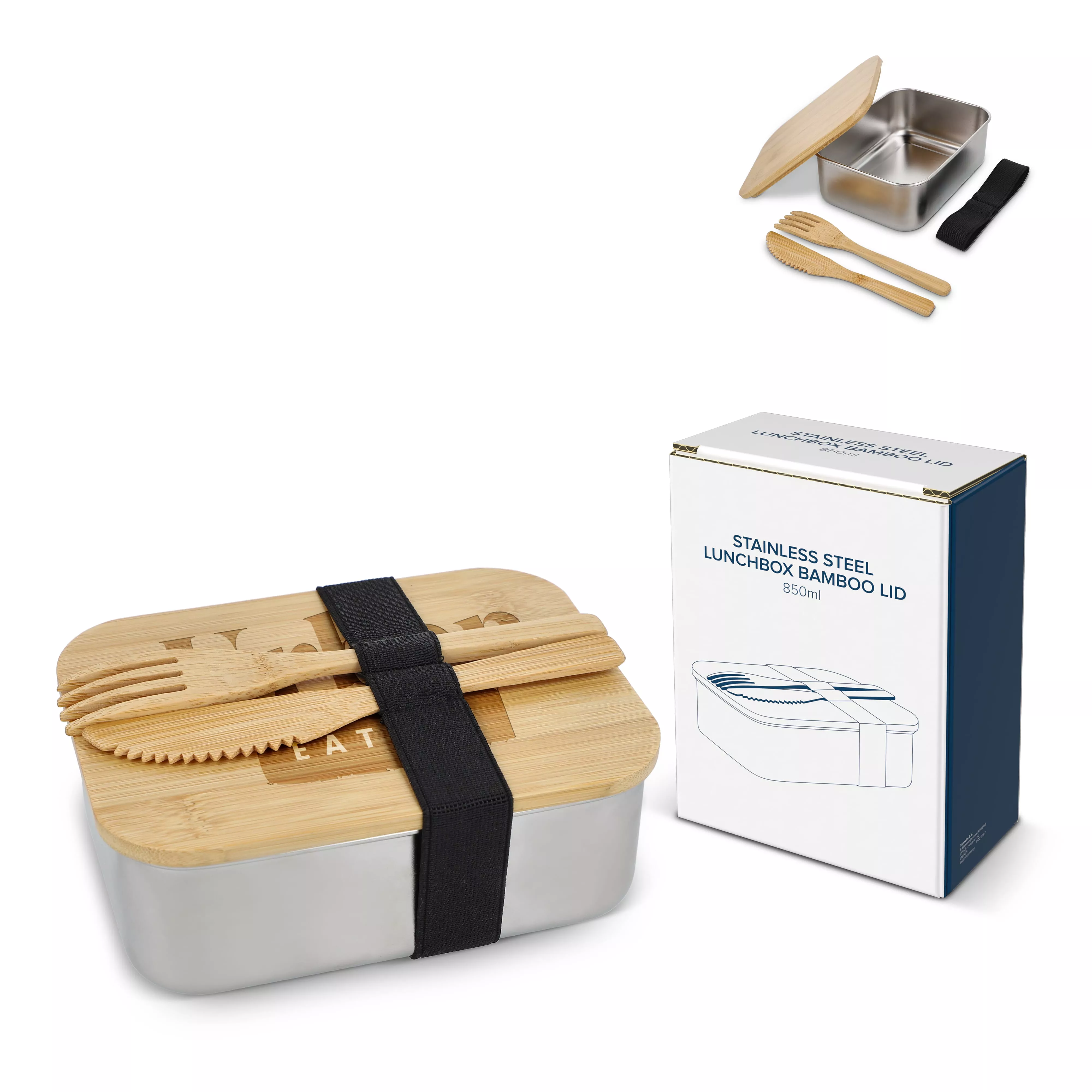 Roestvrij stalen lunchbox met bamboo deksel
