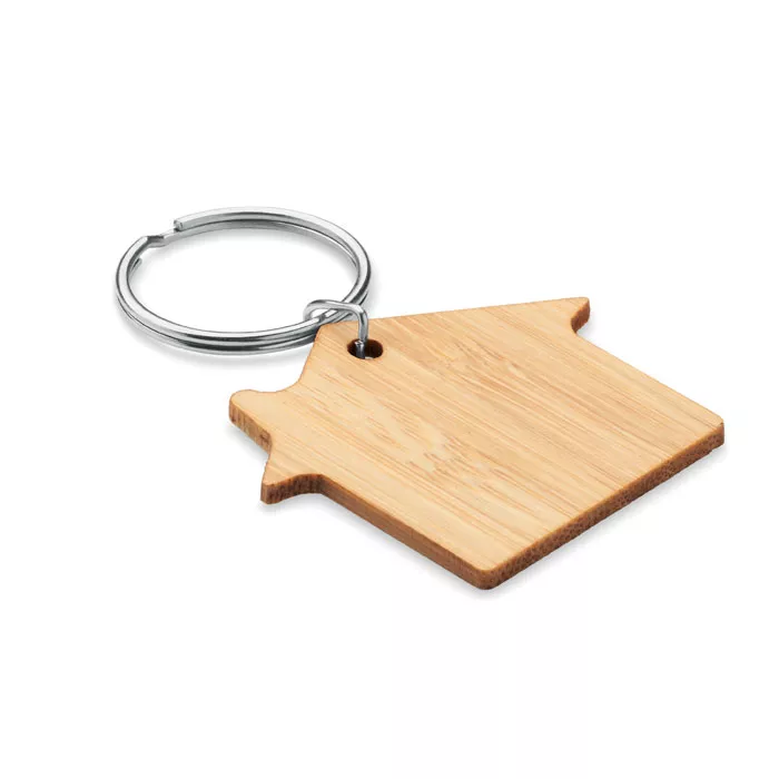 HOUSEBOO Huisvorm bamboe sleutelhanger
