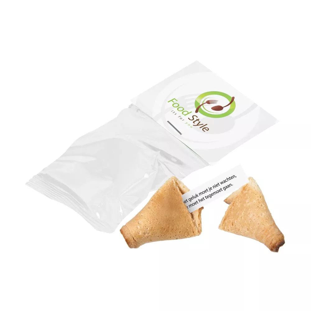 Gelukskoekje in folie met kopkaartje