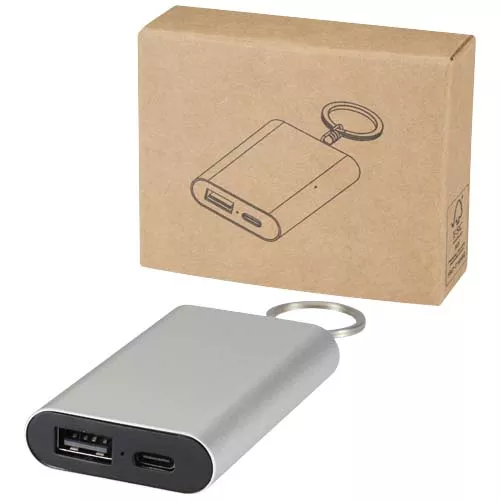 Arcturus powerbank van 2000 mAh van gerecycled aluminium met sleutelhanger