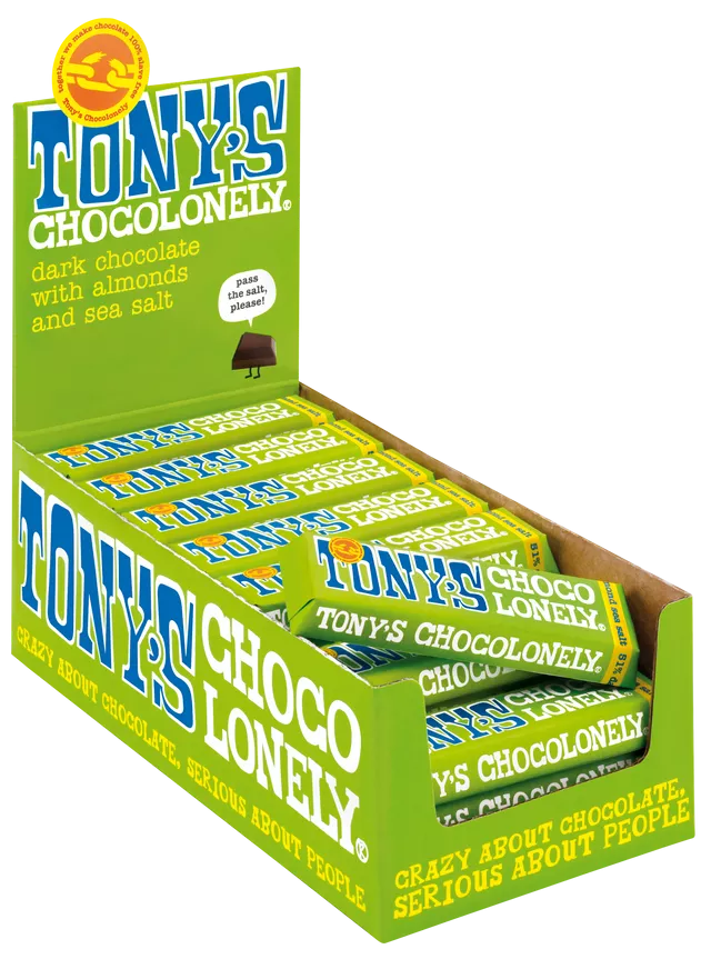 Tony's Chocolonely Puur Amandel Zeezout chocoladereep 47 gram