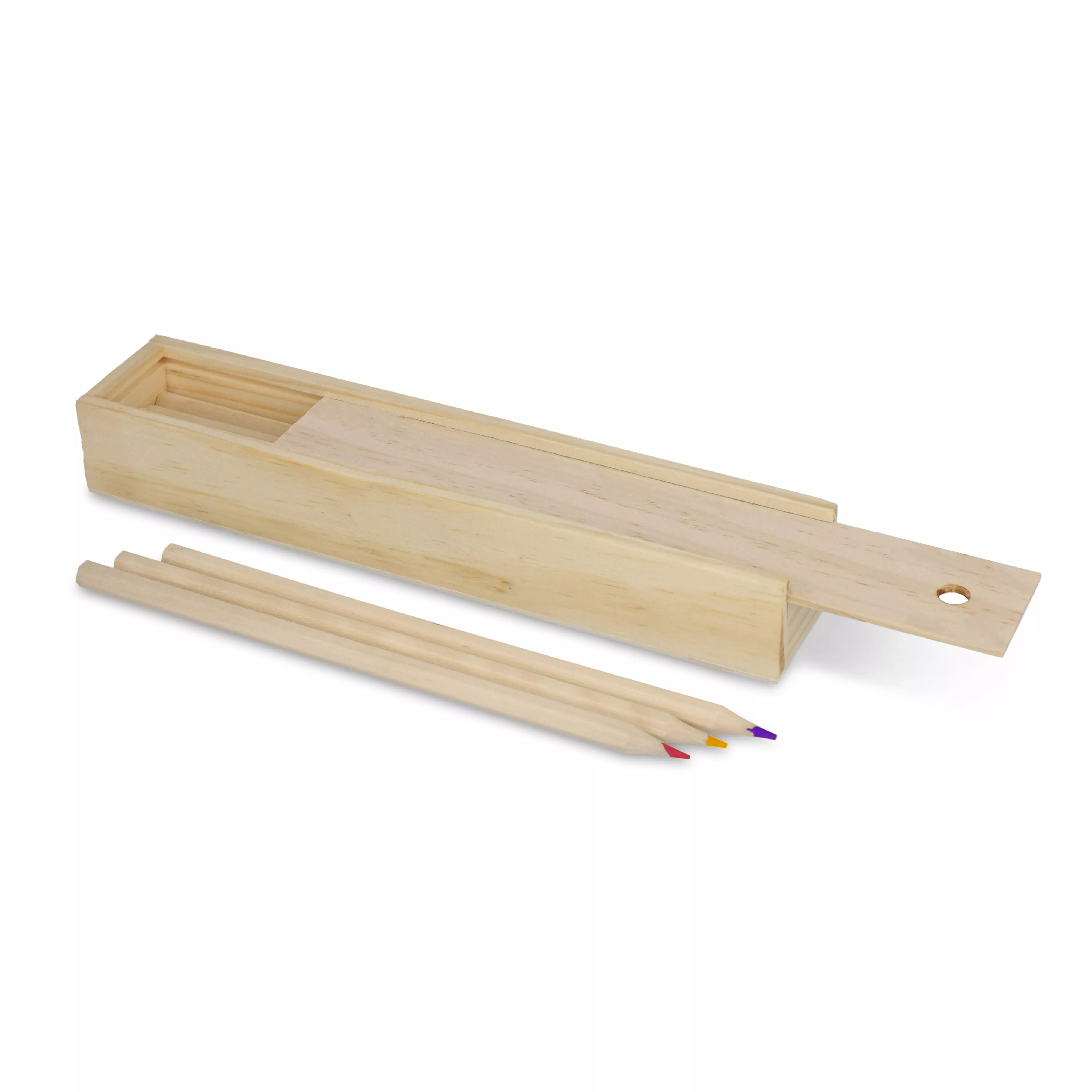 Kleurpotloden in houten schuifdoos