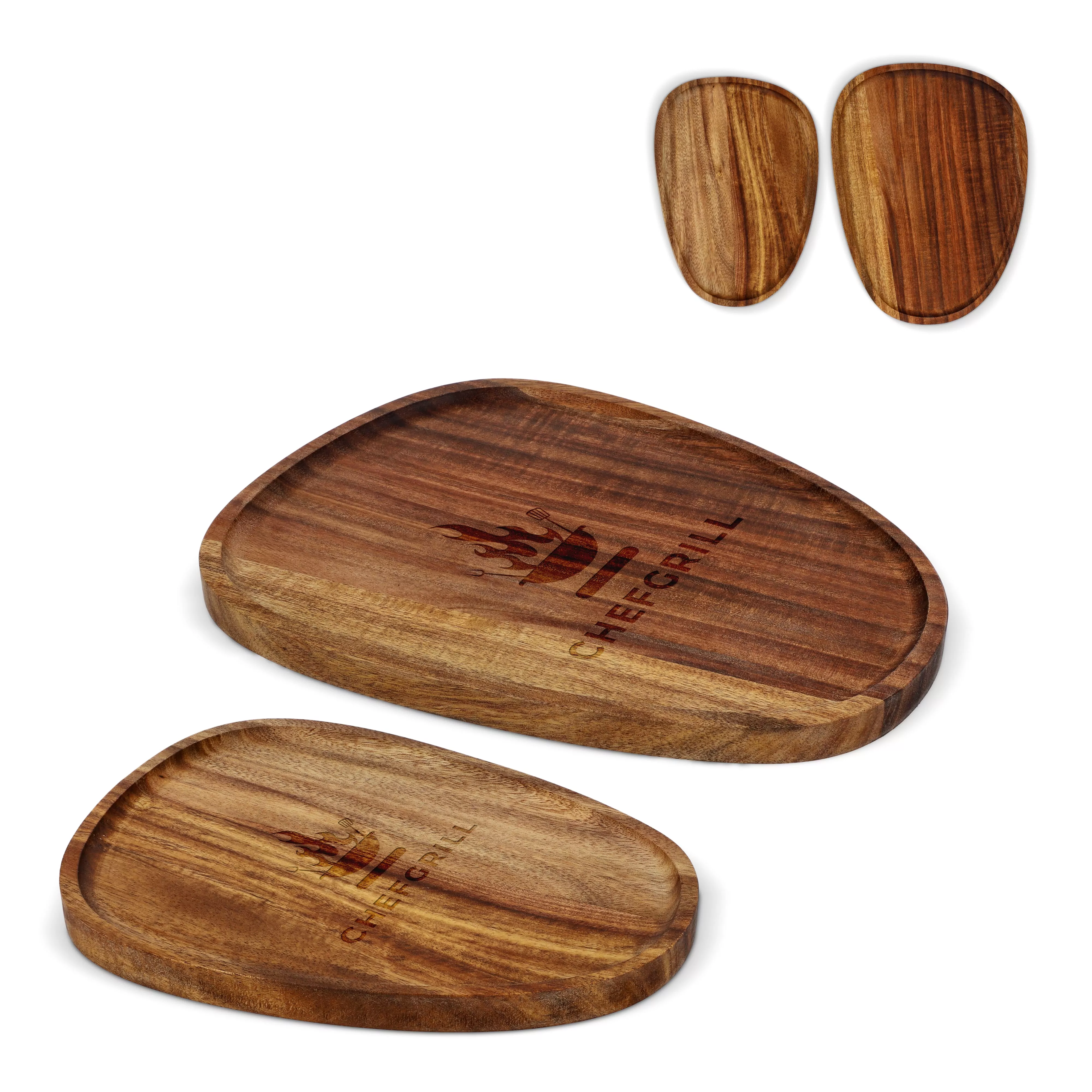 InSideOut 2-pack houten dienblaadjes in organische vorm