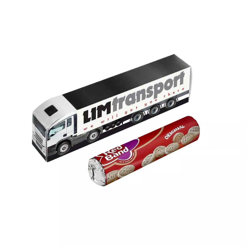 Mini truck met een rol snoep