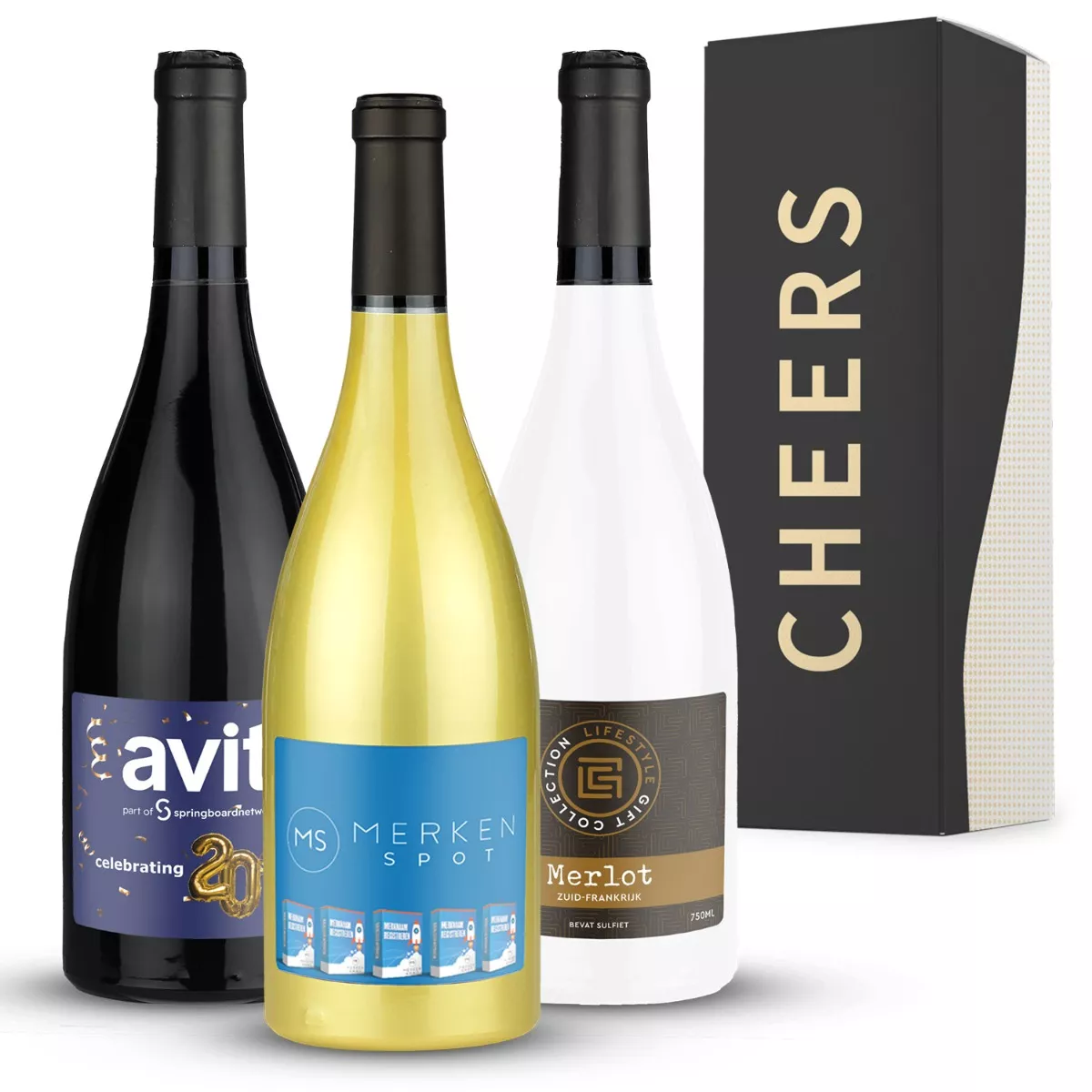 Wijnfles bedrukken met etiket (750 ml)