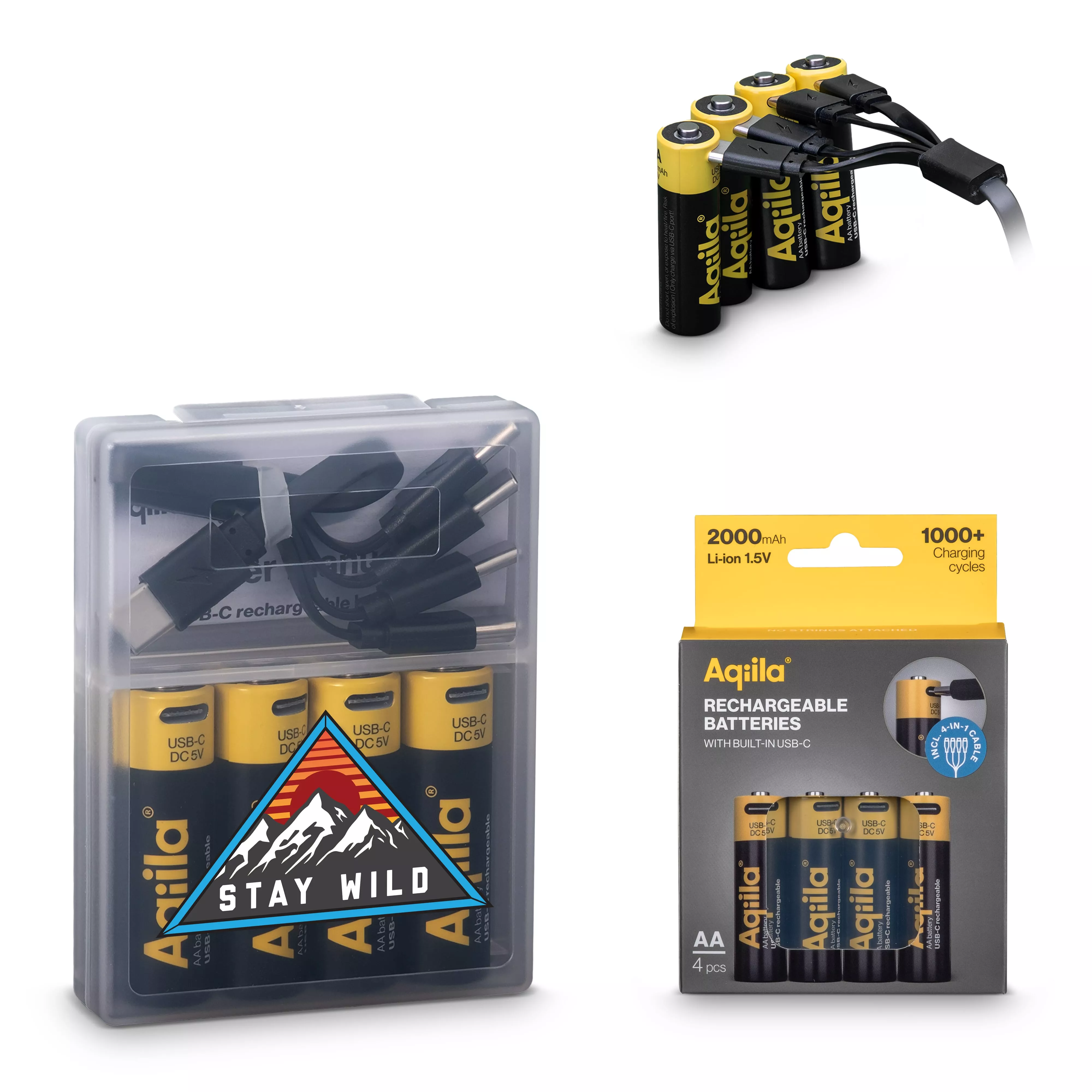 Aqiila Oplaadbare USB-C Batterijen AA 2000mAh 4-pack