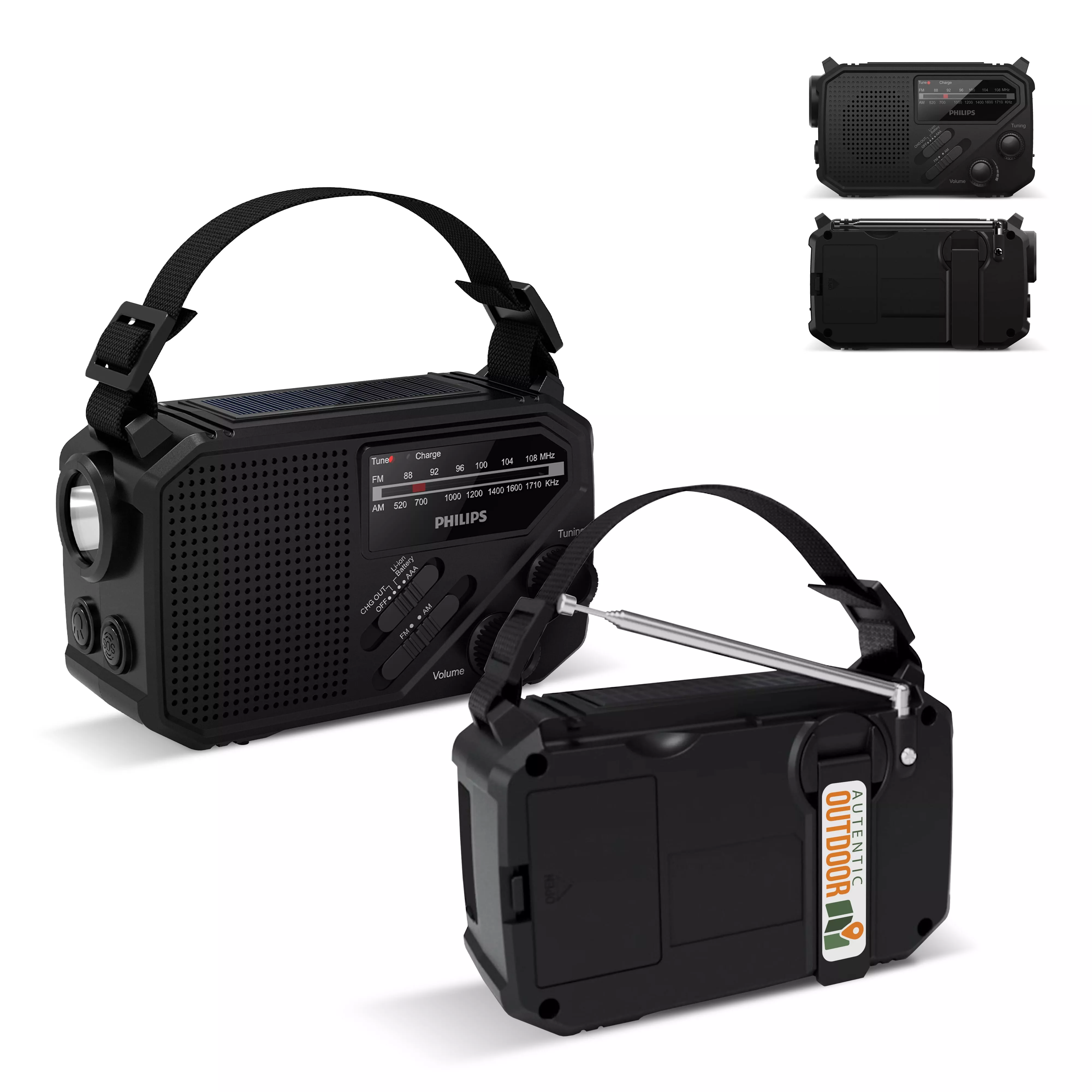 Philips TAR1609 Noodradio met Analoge FM/AM-tuner en Zaklamp