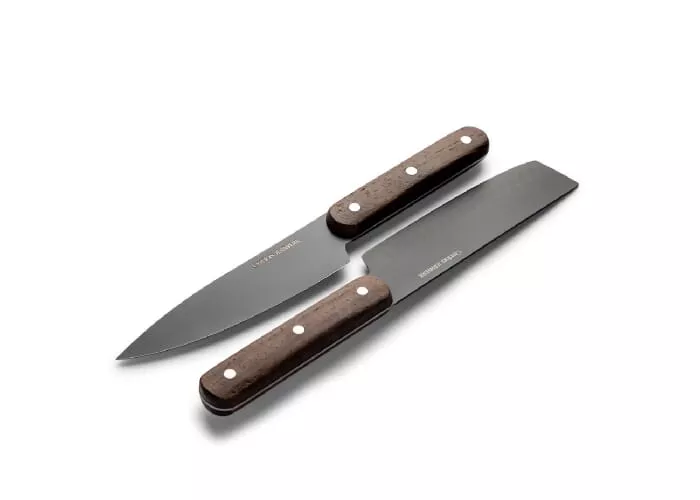 Orrefors Jernverk set van 2 messen, zwart & hout