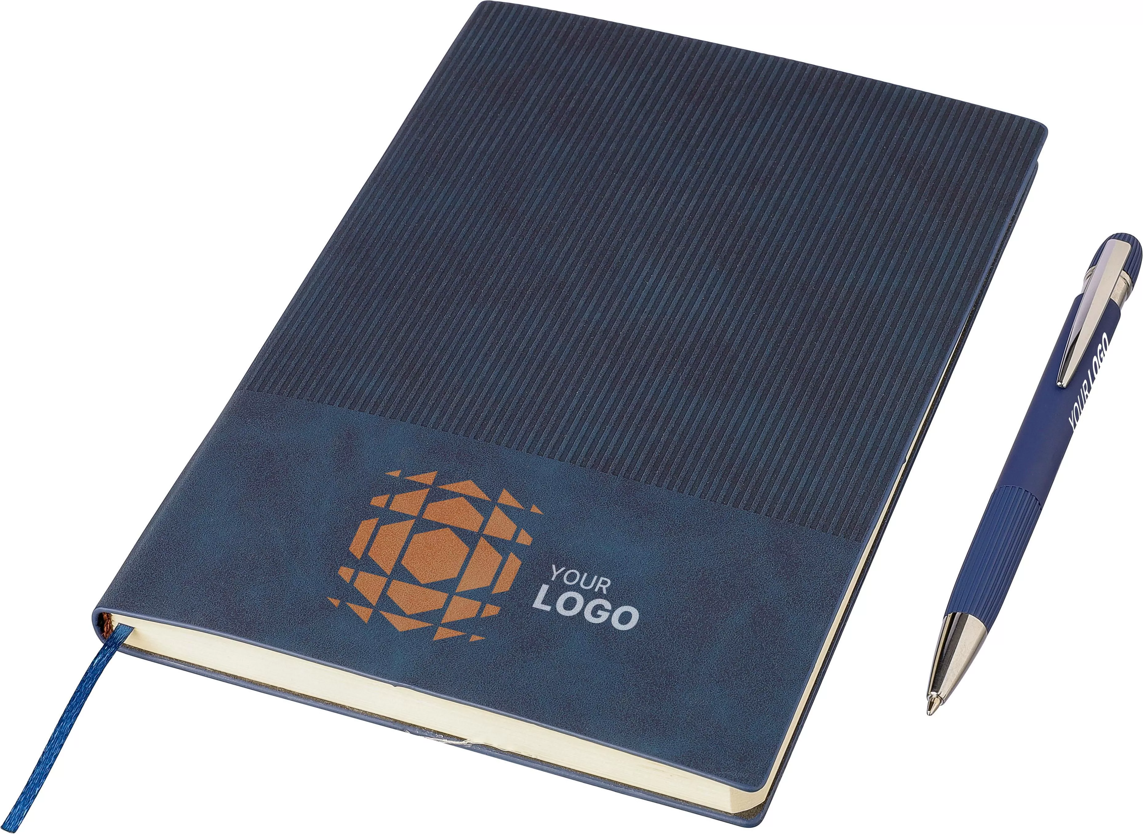 Gerecycled PU-notitieboek (A5) en balpenset Tarek