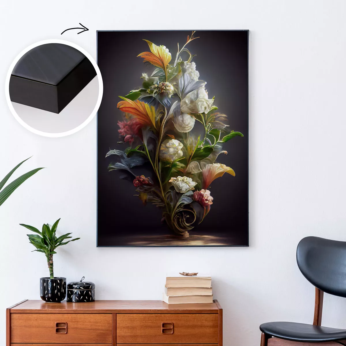 Textielframe Zwart voor aan de muur