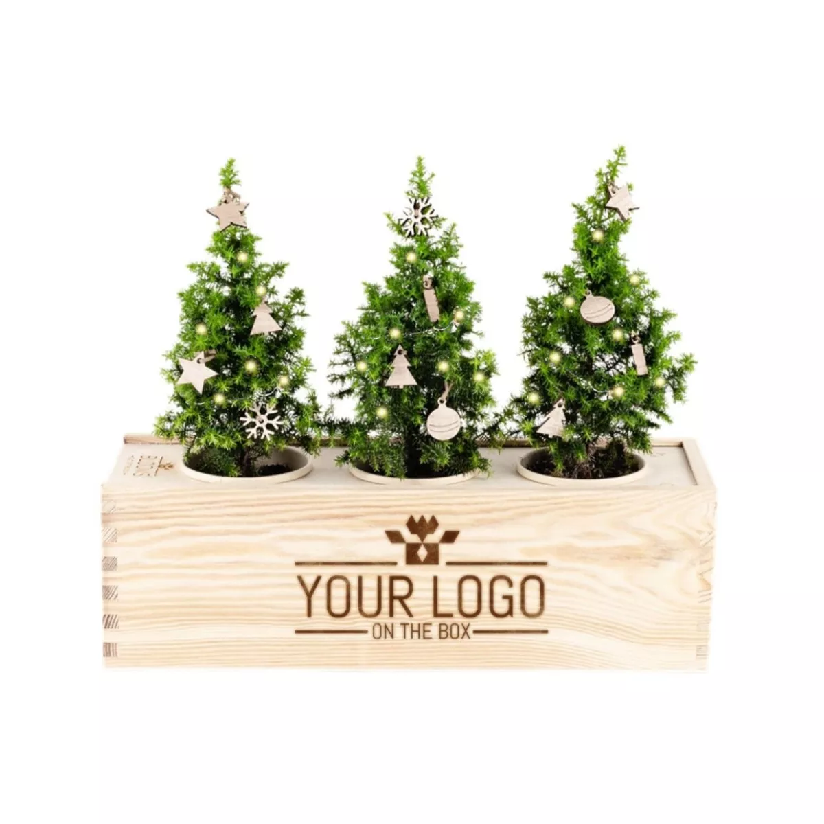 LED-verlichting + houten decoraties