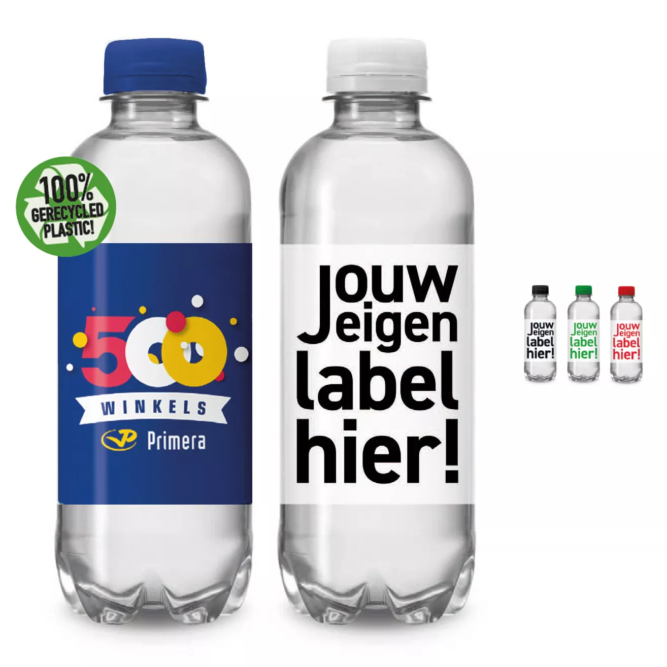 R-PET flesje mineraalwater met schroefdop (330 ml)