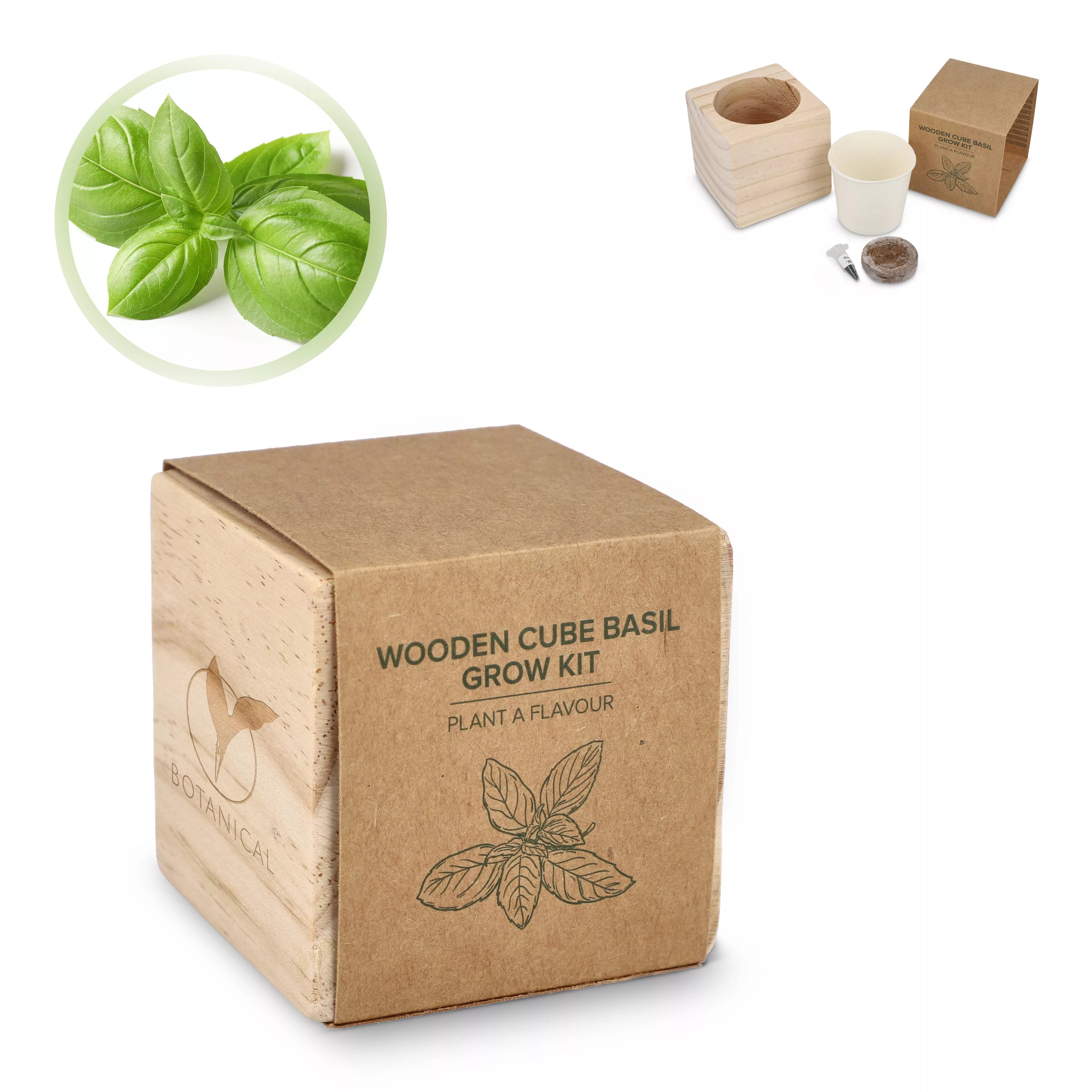 FSC Houten Plantenbak Set – Basilicum