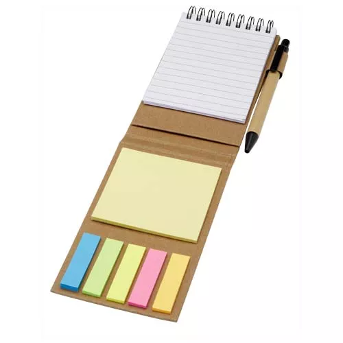 Flipper blok met sticky notes met balpen (zwarte inkt)