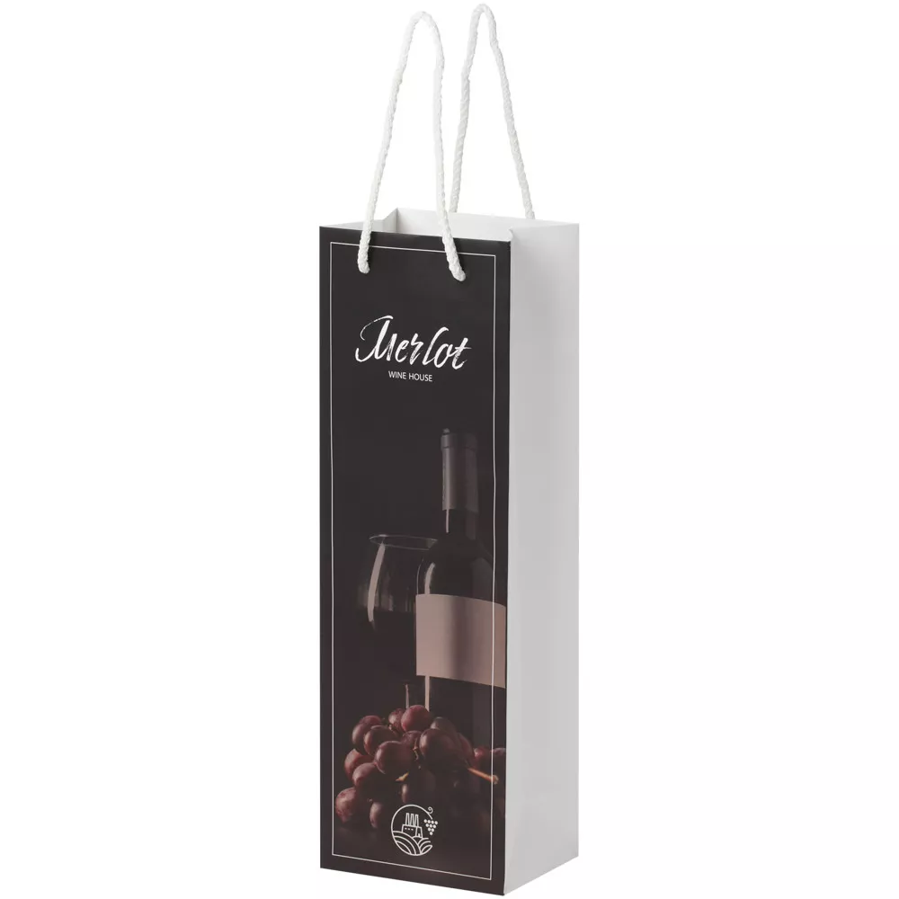 Handgemaakte 170 g/m2 integra papieren wijnflestas met PP woven handgrepen - 12 x 9 x 37 cm