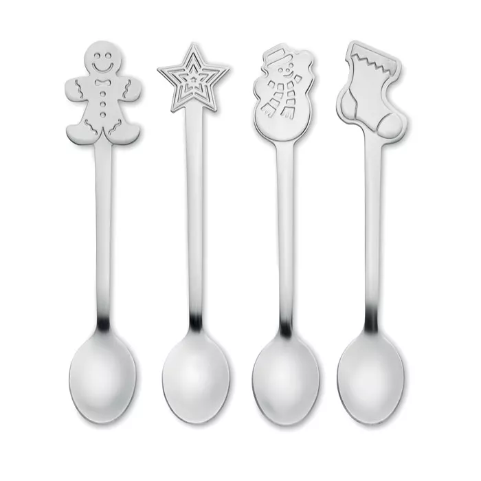 CHIP SET Set van 4 kerst theelepeltjes
