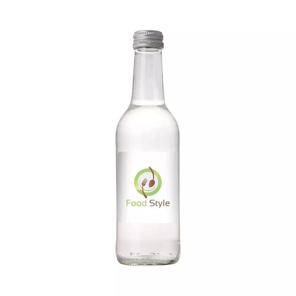 Glazen fles met 330 ml bronwater