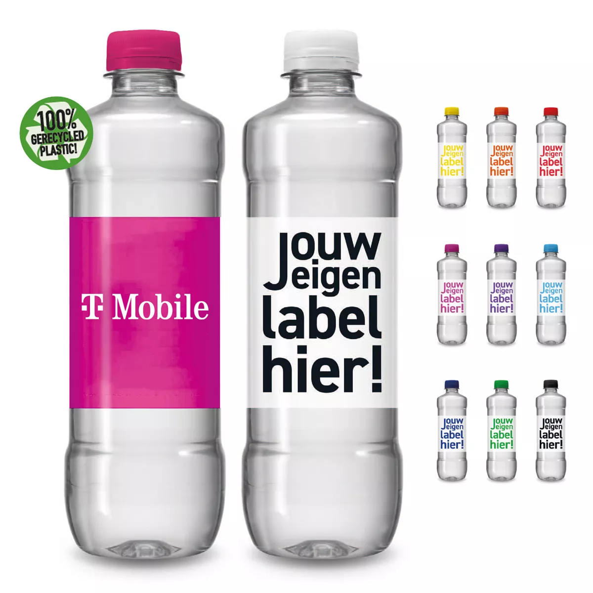 R-PET flesjes mineraalwater met schroefdop (500 ml)