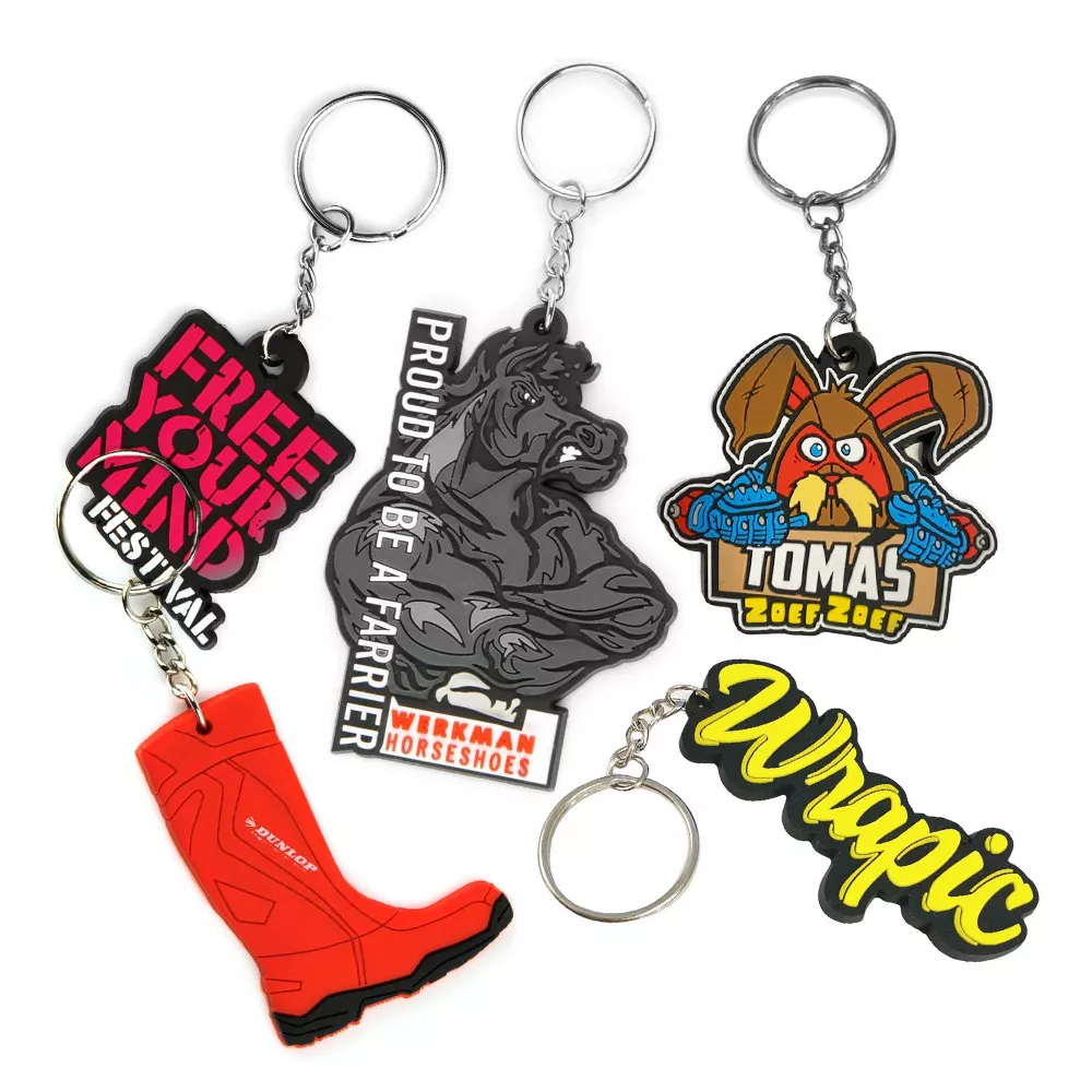 Rubberen/PVC sleutelhangers enkelzijdig (custom made)
