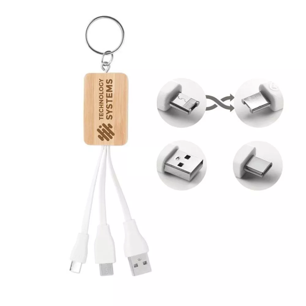 CLAUER 3-in-1 bamboe oplaadkabels