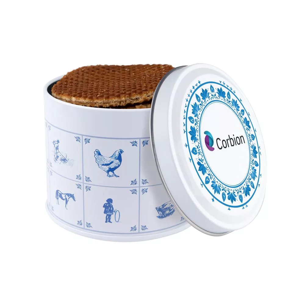 Delftsblauw blik met stroopwafels