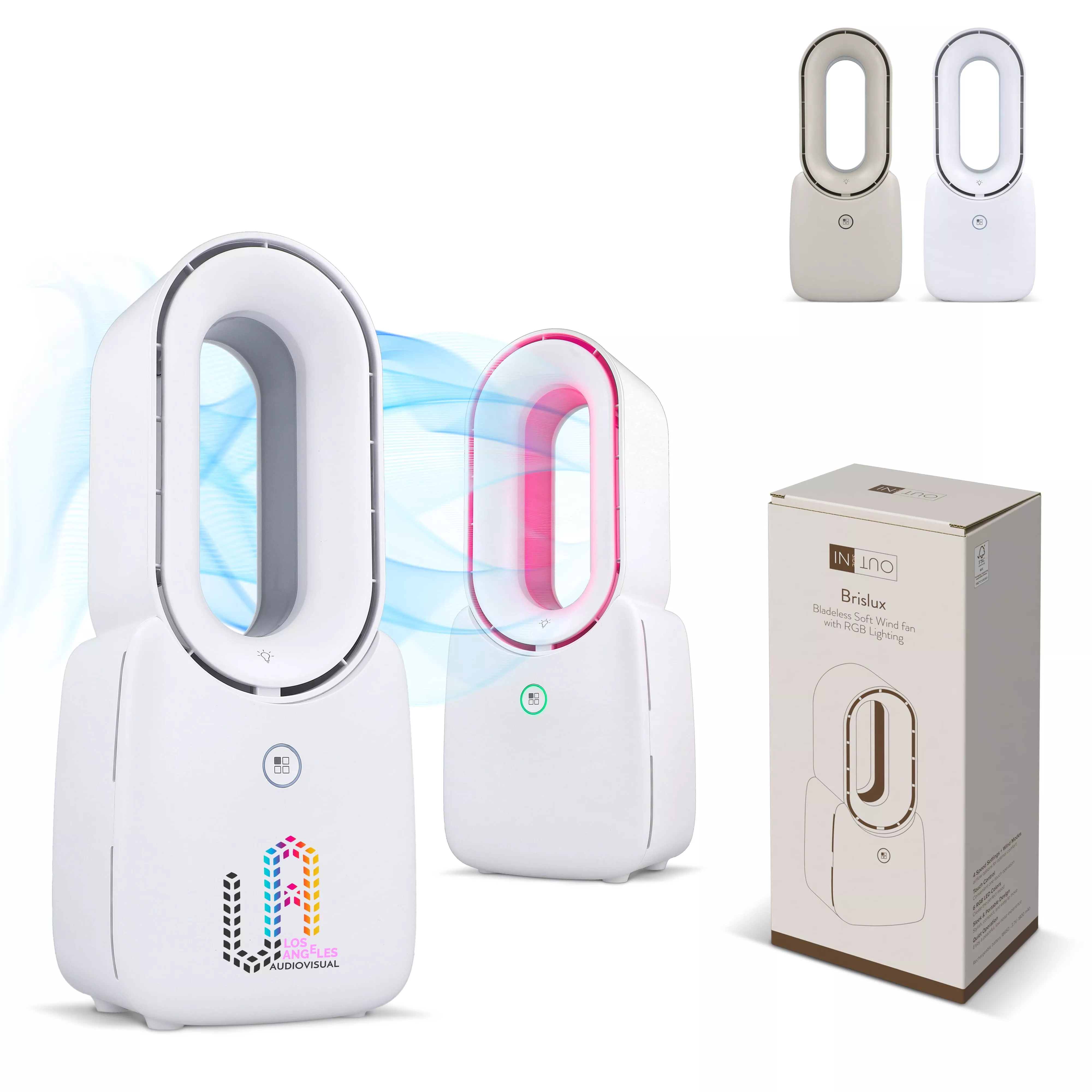 inSide Out Bladeless Soft Wind Fan Brislux met LED-verlichting