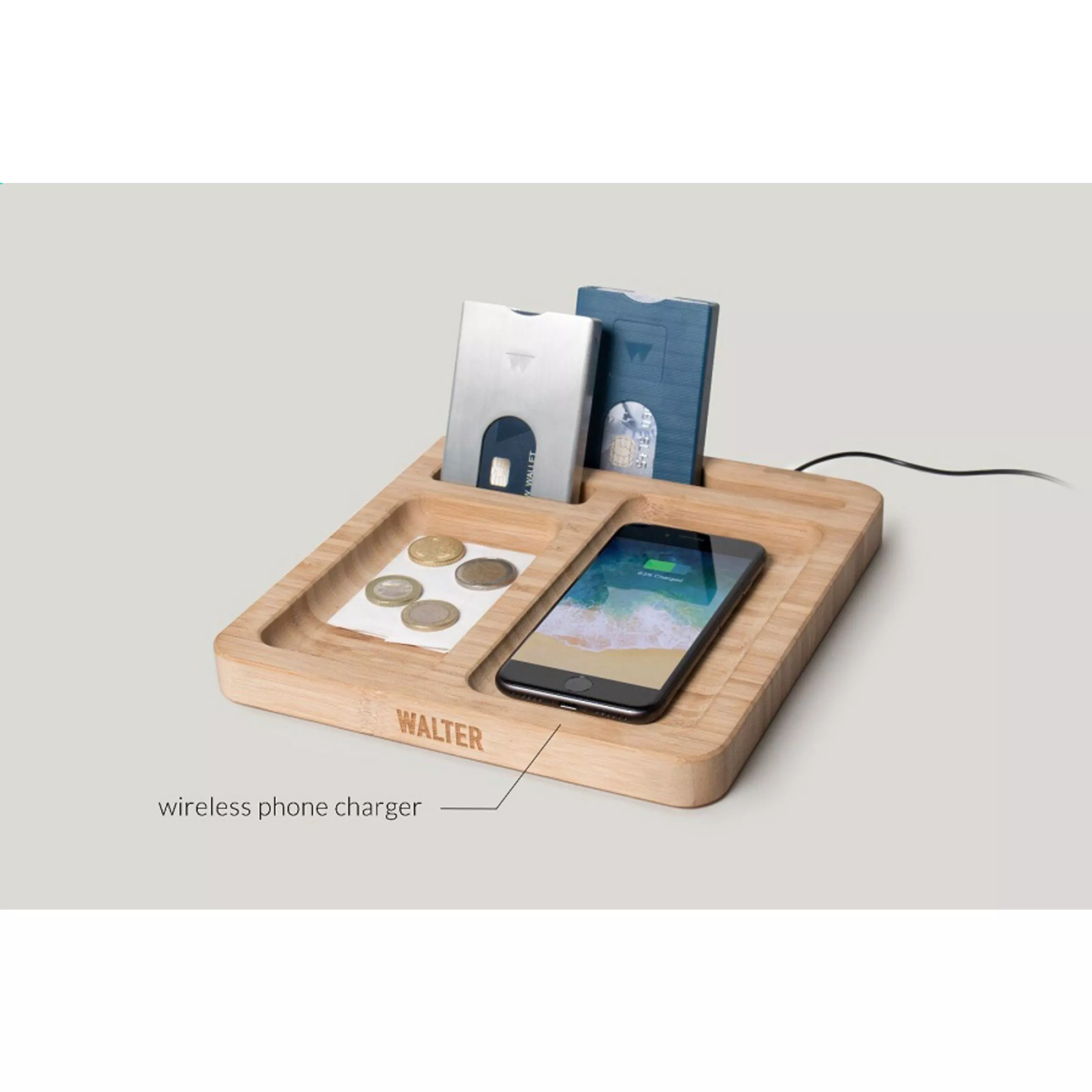 Walter Bamboo Single Dock 15W organizer en oplader