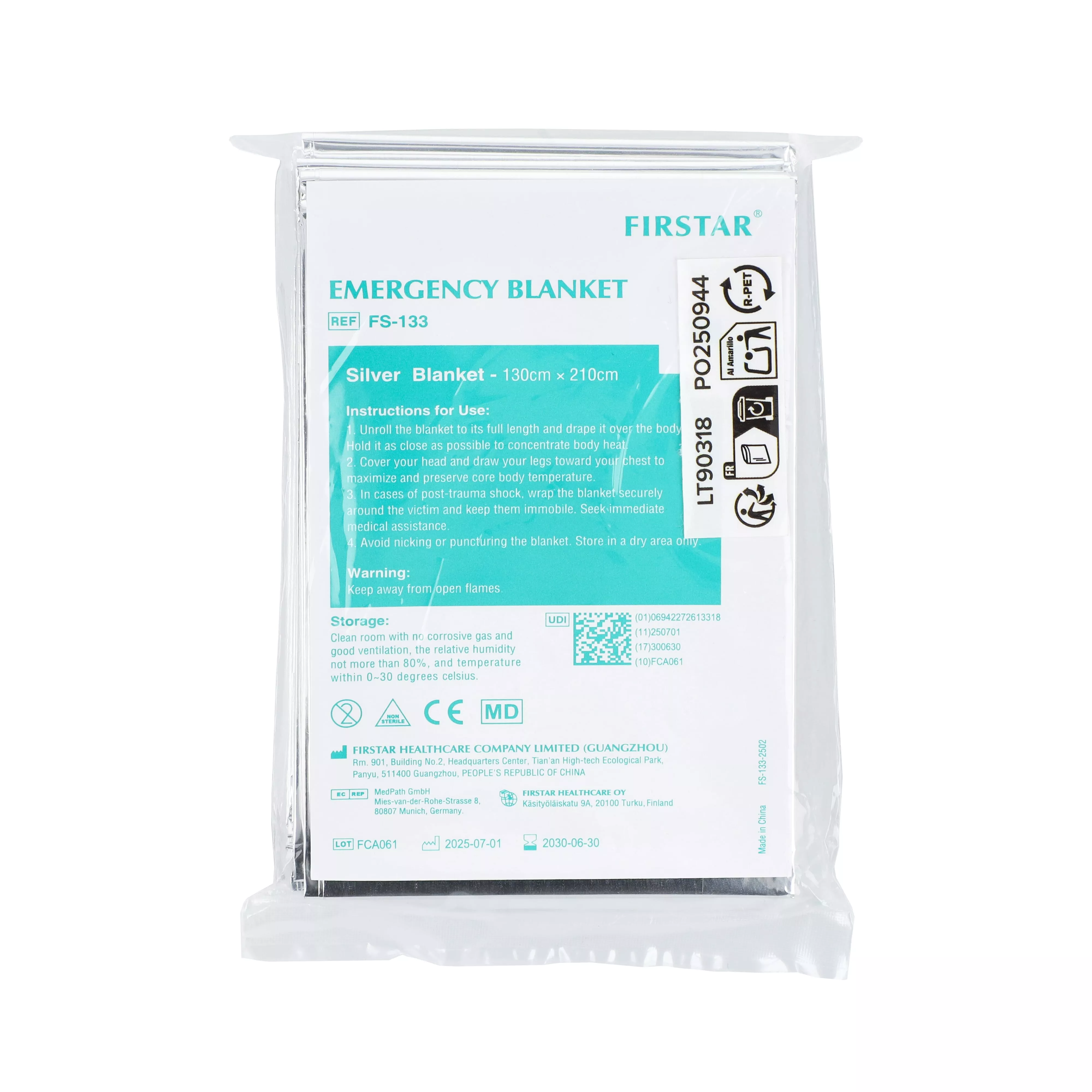 Eerste hulp nooddeken 130 x 210cm