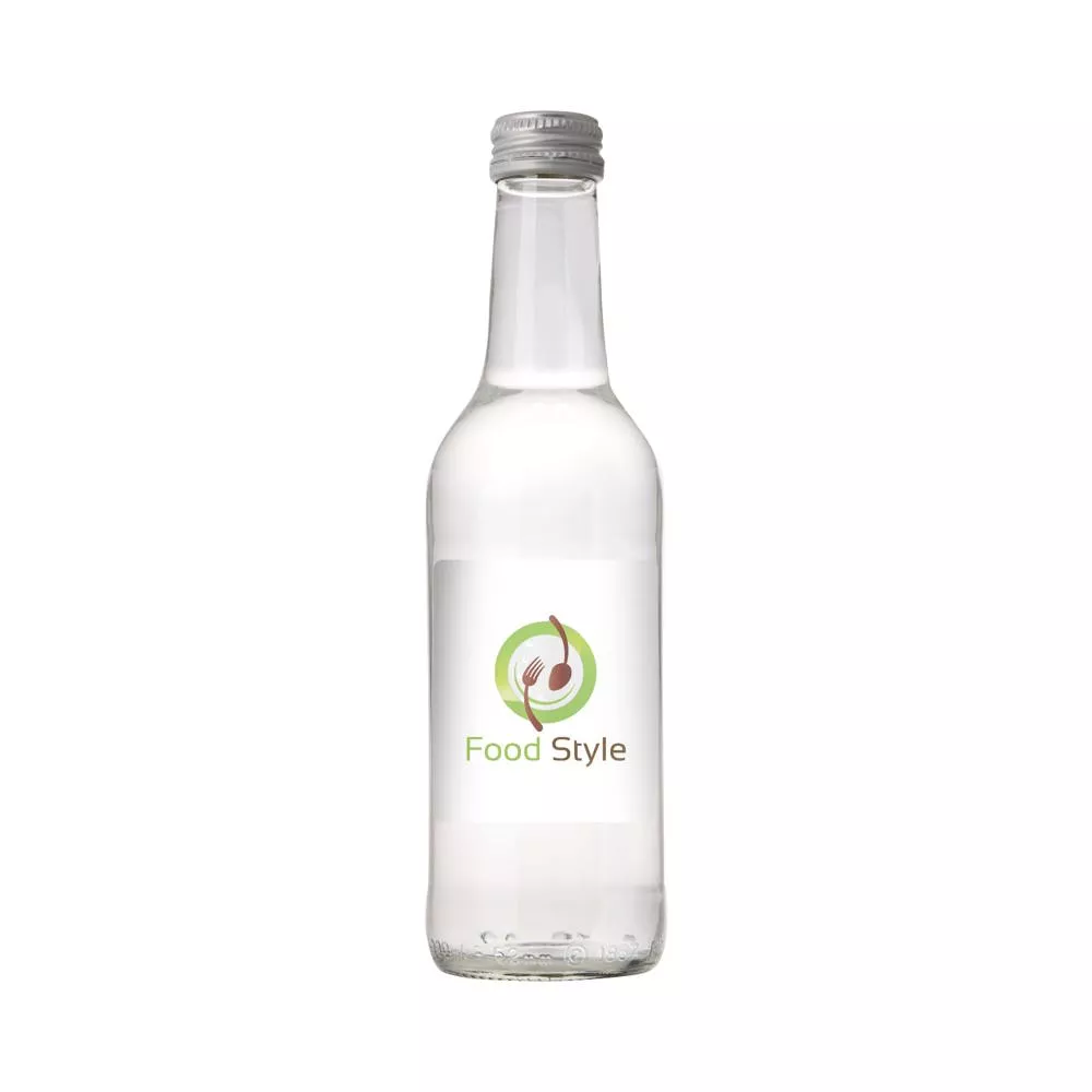 Glazen fles met 330 ml bronwater