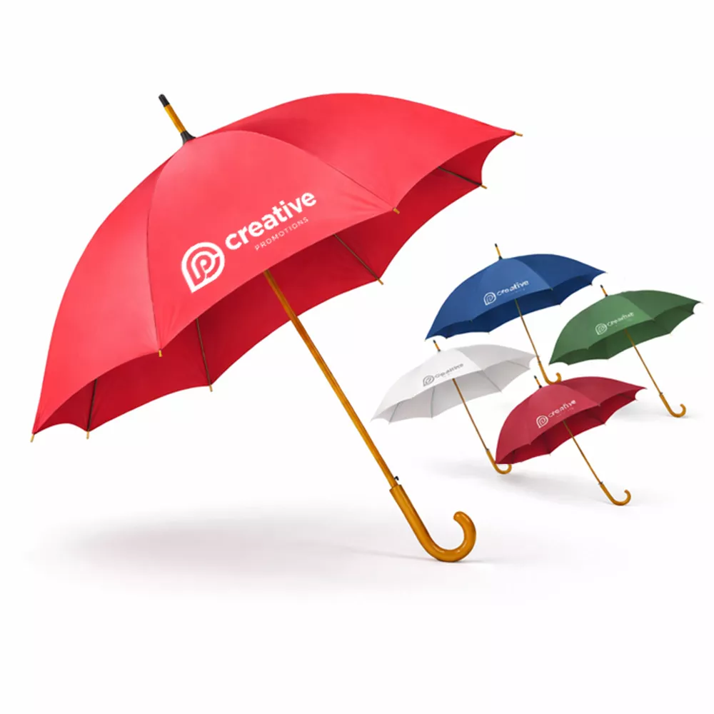 CUMULI Paraplu met houten handvat