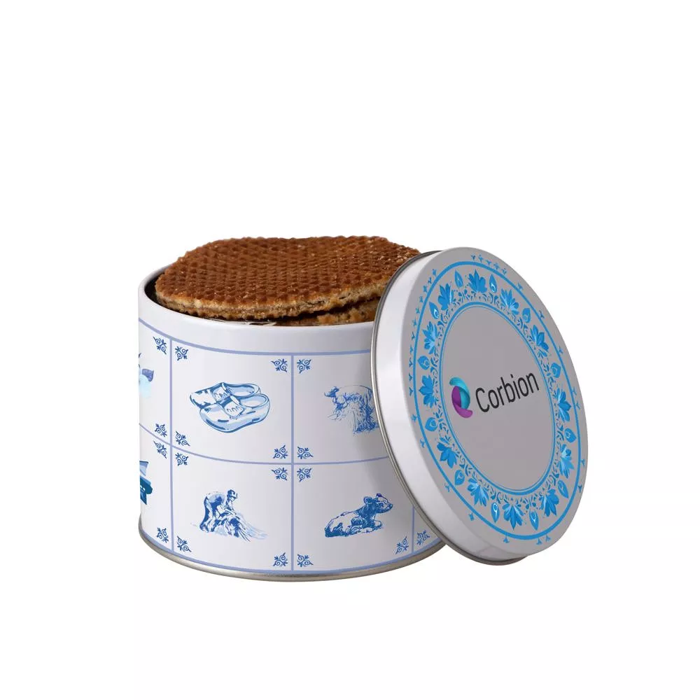 Delftsblauw blik met stroopwafels